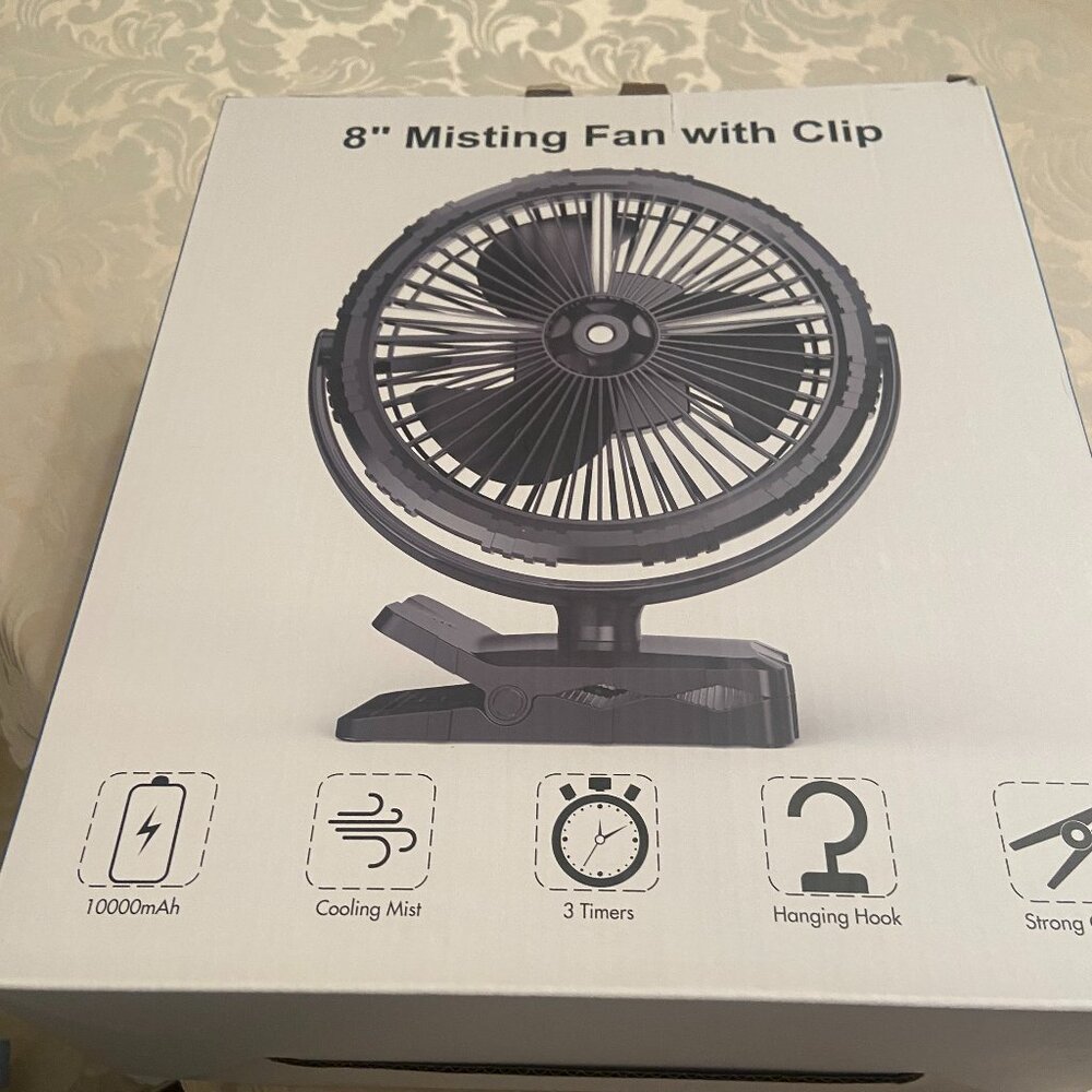 Misting Fan Rechargeable 10000mAh Battery, 8-inch Mister Fan with Clip– … - Picture 8 of 10